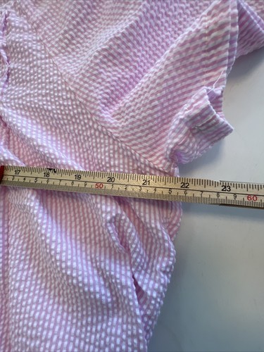 Miss Elaine Seersucker Nightgown House Dress 1X Pink Stripe with Embroidery - Picture 11 of 12