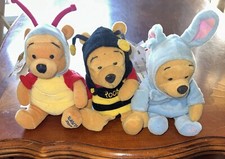 Lot 3 Winnie Pooh Disney Beanbag Plush Butterfly, Bumblebee  Eeyore Costume