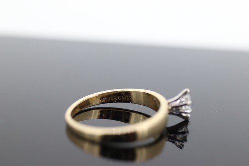 14k Marquise Diamond Solitaire Ring . 14k Yellow Gold Diamond Petite Engagement - Picture 6 of 7