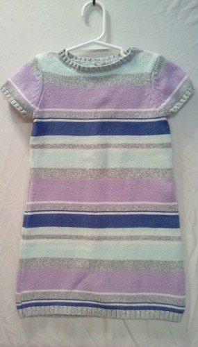Little Girls Crazy 8 Size 4 Purple & Silver Striped Sweater Dress with Sparkles
