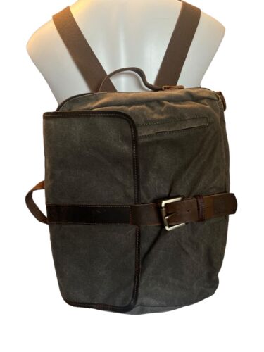 Bolso Mensajero Tachuelas de Latón Resistente Caqui Lona Cuero Hebillas Correa Convertible - Imagen 2 de 17