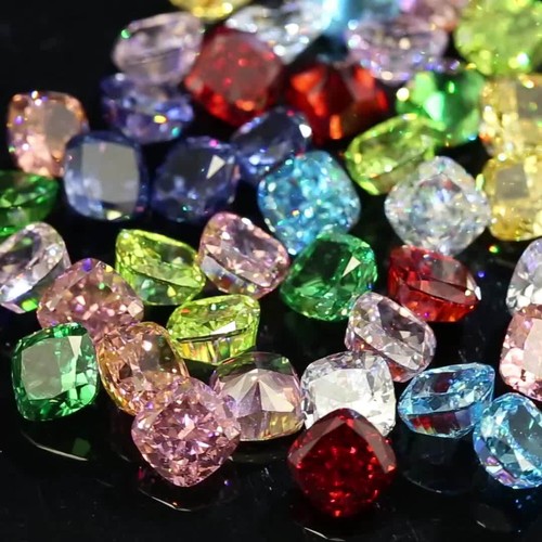 Cubic Zirconia Crushed Ice Cut AAAAA Cushion Square High Quality Carbon Diamond - Video 1 of 1