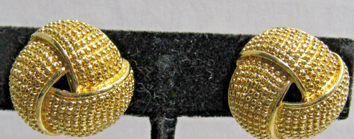 Pendientes de clip vintage Avon de los años 80 oro cepillado texturizado redondos firmados - Imagen 1 de 4