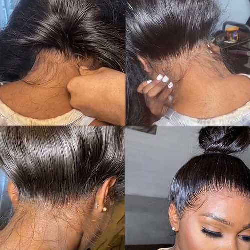 Peluca de cabello humano HD 360 correa invisible de encaje recto sin pegamento - Imagen 11 de 13