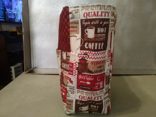 Coffee Mugs Latte Kettle Gourmet Beans Cup Purse/Project Bag Handmade 12x12 - Picture 3 of 8