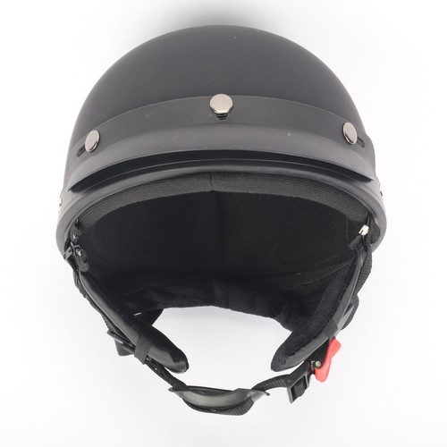 Schwarz Motorrad Helm Retro Harley Chopper Militär Halbschale Biker Mofa Roller - Bild 7 von 14