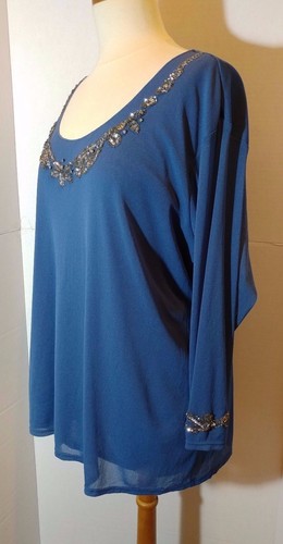Prenda para mujer talla grande colección NY embellecida talla 2X lentejuelas diamantes de imitación - Imagen 2 de 8