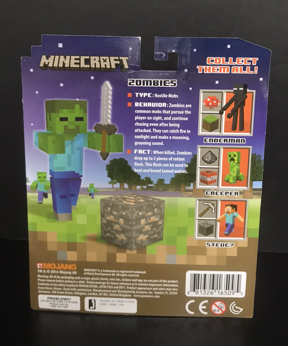 2014 Minecraft Series 1 Figure: OVERWORLD ZOMBIE (w/ Iron