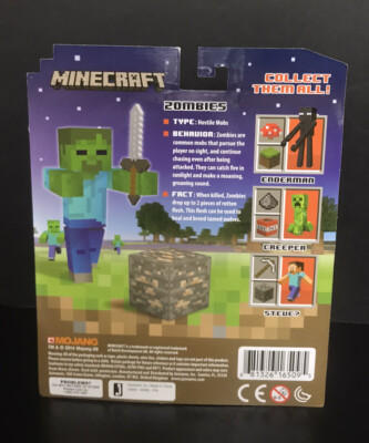 2014 Minecraft Series 1 Figure: OVERWORLD ZOMBIE (w/ Iron
