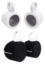 2 Rockville 5.25" White Marine Wakeboard Tower Speaker Pods Waterproof Covers