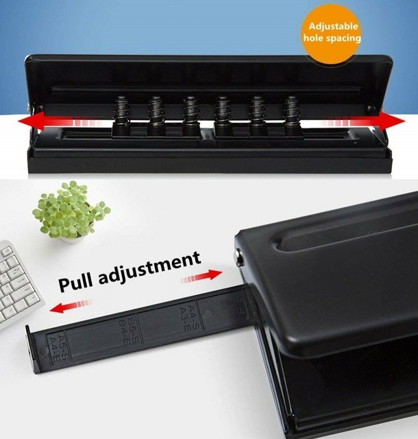 Adjustable Metal 6Hole Paper Puncher for A3/A4/A5/A6/B4/B5/B7 Six Ring