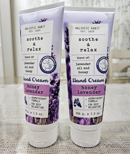 Set of 2 Holistic Habit Honey & Lavender Oil Hand Cream Set of 7.3 oz/206g each