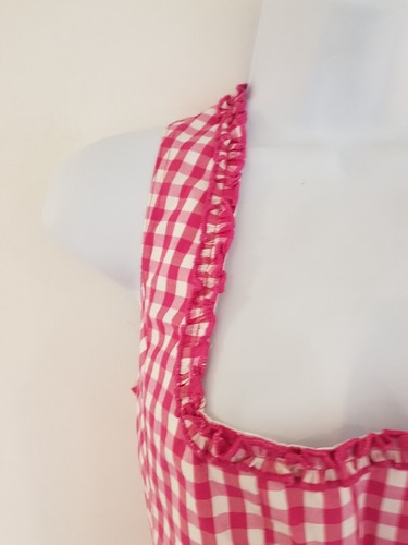 Vintage Shirt Oktoberfest Corset Alpine Bavarian Size 12 Pink Gingham Sleeveless - Picture 3 of 13