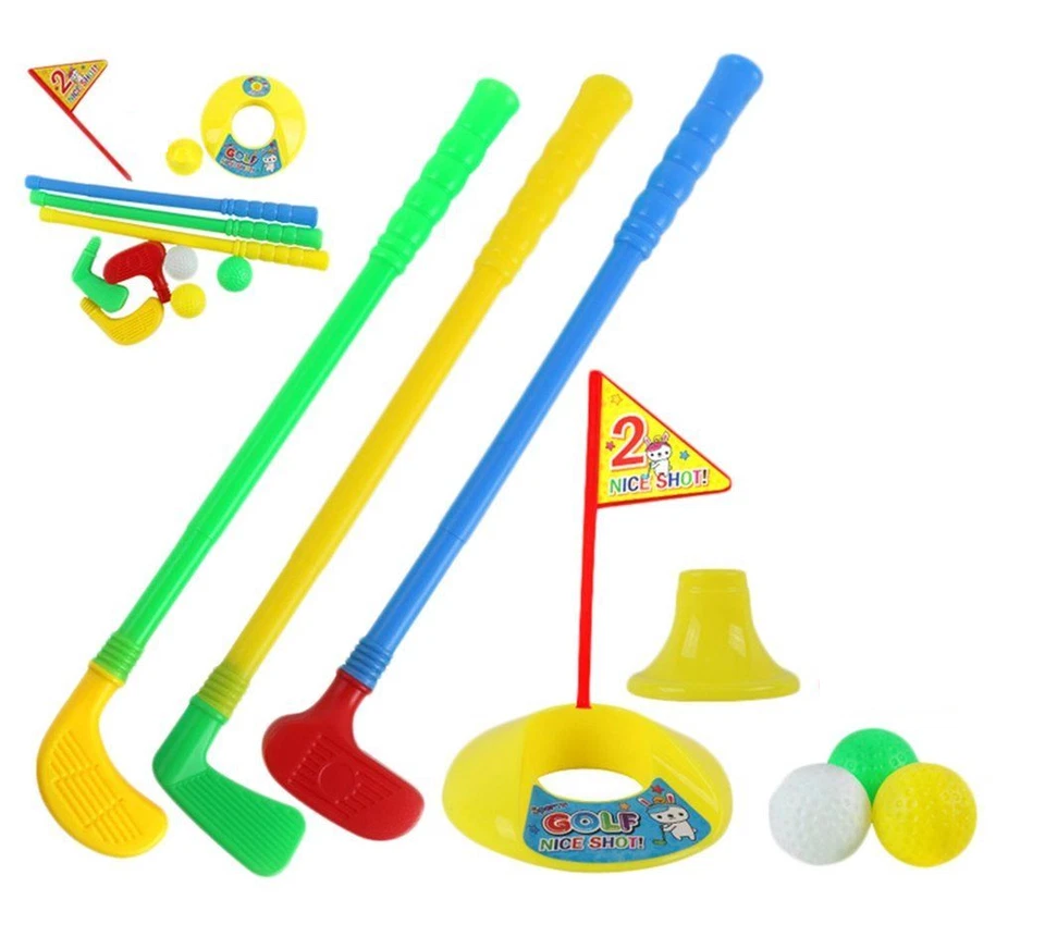 Kinder Golf Spielzeug Set Clubs Bälle Flagge Plastik Caddy Garten Oder Innen Fun - Bild 4 von 4