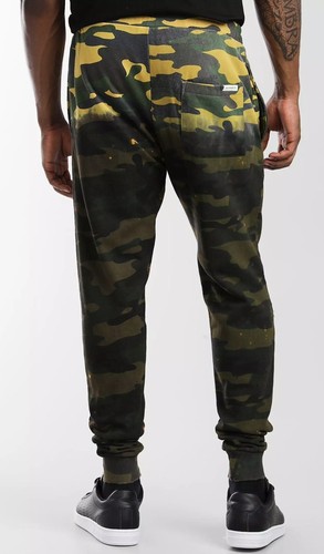 Eleven Paris Acid Green Camo Distressed Jogger Sweatpants, Size L - Picture 3 of 6