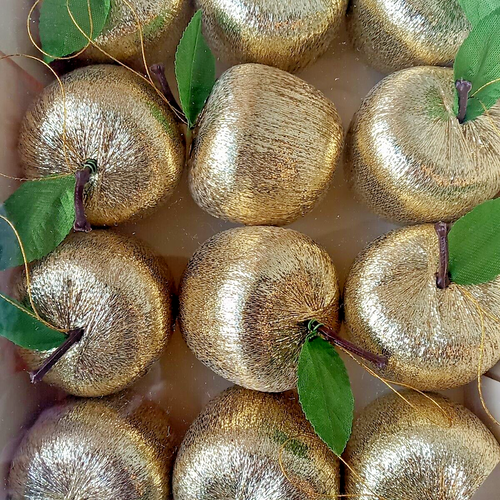 NEW IN BOX UNOPENED VTG Rauch Shiny Gold Satin Apple Christmas Ornaments 12 - Picture 9 of 18