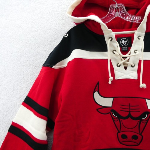 Chicago Bulls Hoodie Mens Medium '47 Brand Superior Lacer Sweatshirt Gameday NBA - Picture 4 of 13