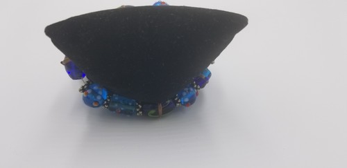 Modern Murano Glass Beads Multi Color & Shapes With Silver Tone Accents Bracelet - Picture 3 of 10