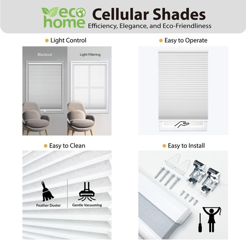 Cordless 1.5" Blackout Cellular Shade, Energy Saver, 25" W x 84" H, Anchor Gray - Picture 2 of 8
