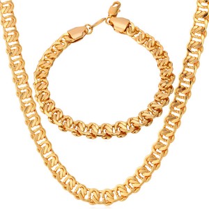 18k chunky curb plated bracelet chain necklace double jewelry cool gold