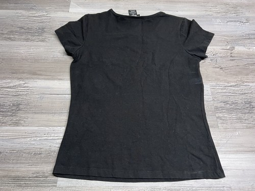 Vintage Black Harley Davidson Womens Bling Shirt Spell Out Y2K Size M Baby Tee - Picture 2 of 10