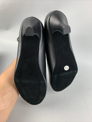 Black Shoes Women Soft Material Sole Latin Dance Indoor Single Shoes UK7.5 G9 - Picture 8 of 8