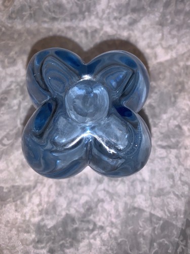 Einzigartige Kristall Baby blau Wirbel überbackene Glas Vase Tasse 4,75" - Bild 5 von 9