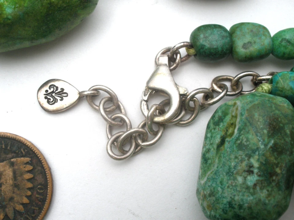 Collar sustancial de cuentas turquesa verde barsa 33" de largo joyería llamativa Foto 3 de 4