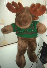 Charter Club Moose in Sweater Plush 19” Stuffed Animal Brown Antlers NICE
