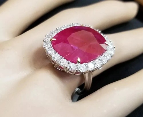 Hermoso anillo de compromiso de diamantes y rubíes naturales de 11,80 quilates de plata de ley 925 - Imagen 3 de 10