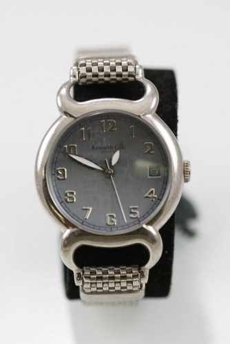 Kenneth Cole Mujeres Reloj Plata Acero Inoxidable 50m Batería Fecha Gris Cuarzo