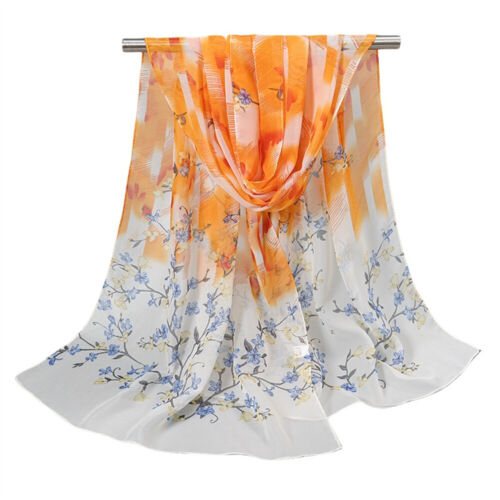 Sciarpa donna retrò foglie fiori fascia floreale chiffon avvolgente scialle marmitta - Foto 13 di 13