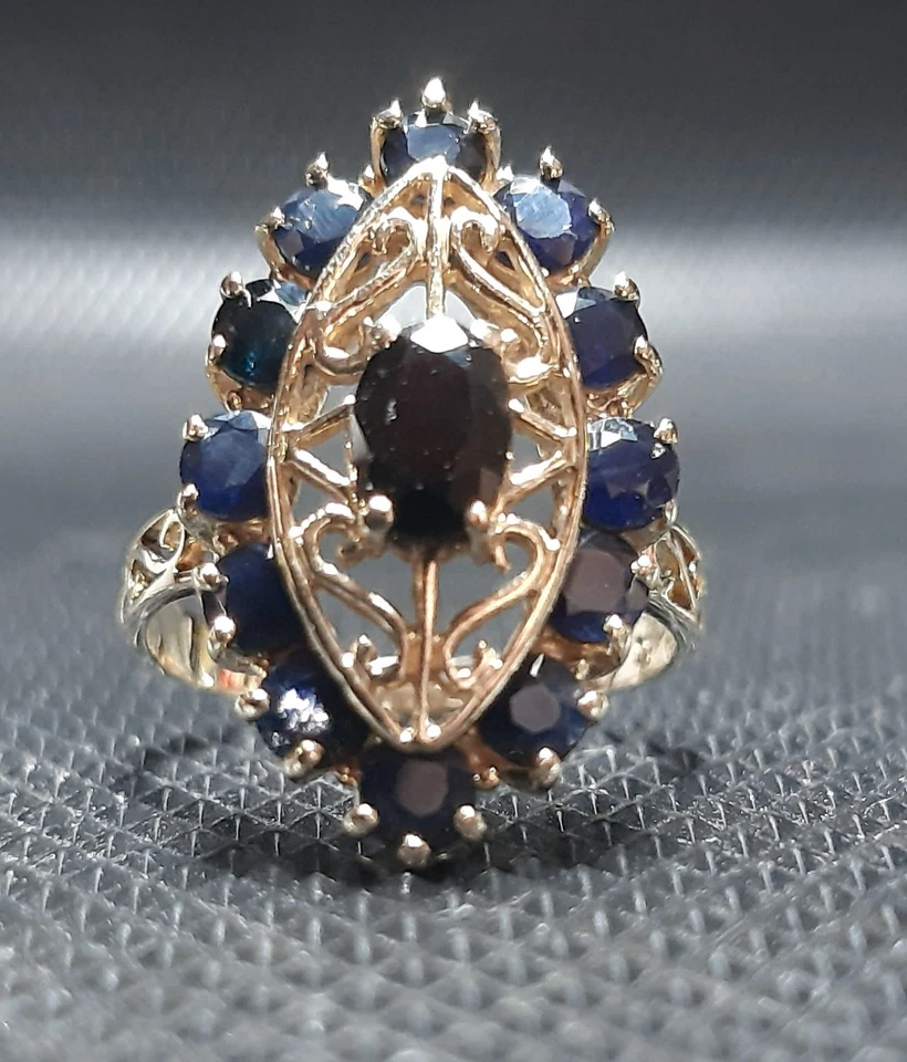 Anello oro vintage 14kt Navette - Immagine 3 di 4