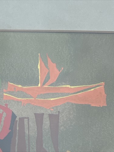 MID CENTURY ABSTRACT PAINTING CUBIST CUBISM MYSTERY SIGNED 1960'S FAMOUS LISTED - Picture 5 of 16