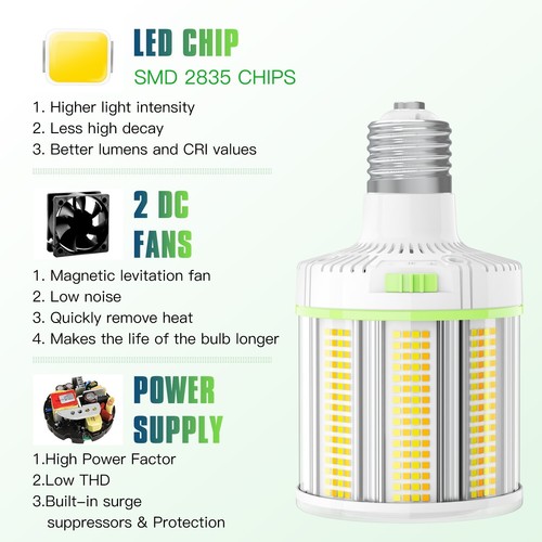 6Pack 100W/80W/60W LED Corn Area Lights Fixture Warehouse Garage Gym 4.5/5/5.7K - Picture 11 of 16