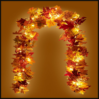 Herbstgirlande Mit 40 Leds, Mehrfarbig, 2 StüCk, FüR Hochzeit Und Party, 176 Cm