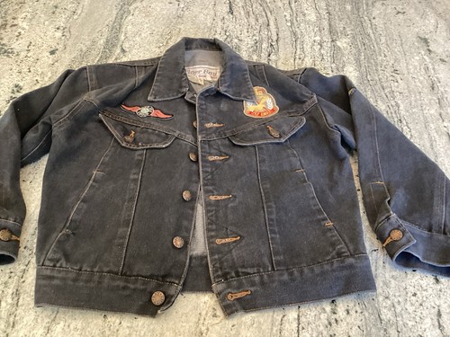 VGT Tiger Bay Faded Black Denim Jacket W/ Patches Small 8 - Picture 6 of 9
