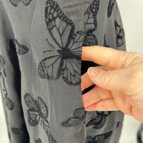 Retro Stage Butterfly Dress Womens XL Black A-Line Square Neck Midi Pockets NEW - Picture 5 of 11
