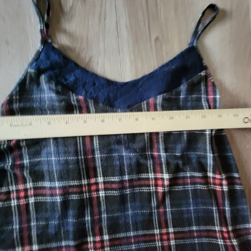 Top donna Mason & Mackenzie Y2K a quadri e pizzo blu navy XS orlo trasparente Cami - Foto 13 di 13
