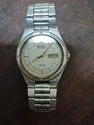 Vintage Seiko SQ100 Quartz Day Date Watch 5Y23-7029 Stainless Steel Running