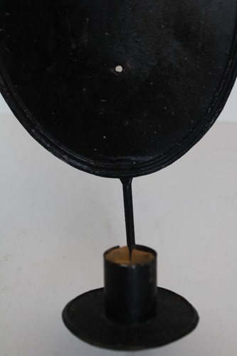 Antique 19th Century Black Tin Tole Wall Candle Sconce, Missing Mirror (11.5") - Picture 8 of 24