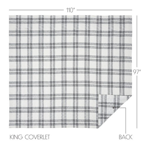 Farmhouse King Coverlet Black Plaid Textured Cotton Bedroom Decor VHC Brands - Picture 3 of 5