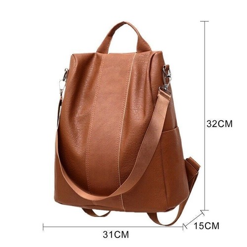 Ladies PU Leather Shoulder Bag Women Backpack Handbag Anti-Theft School Rucksack - Picture 17 of 21