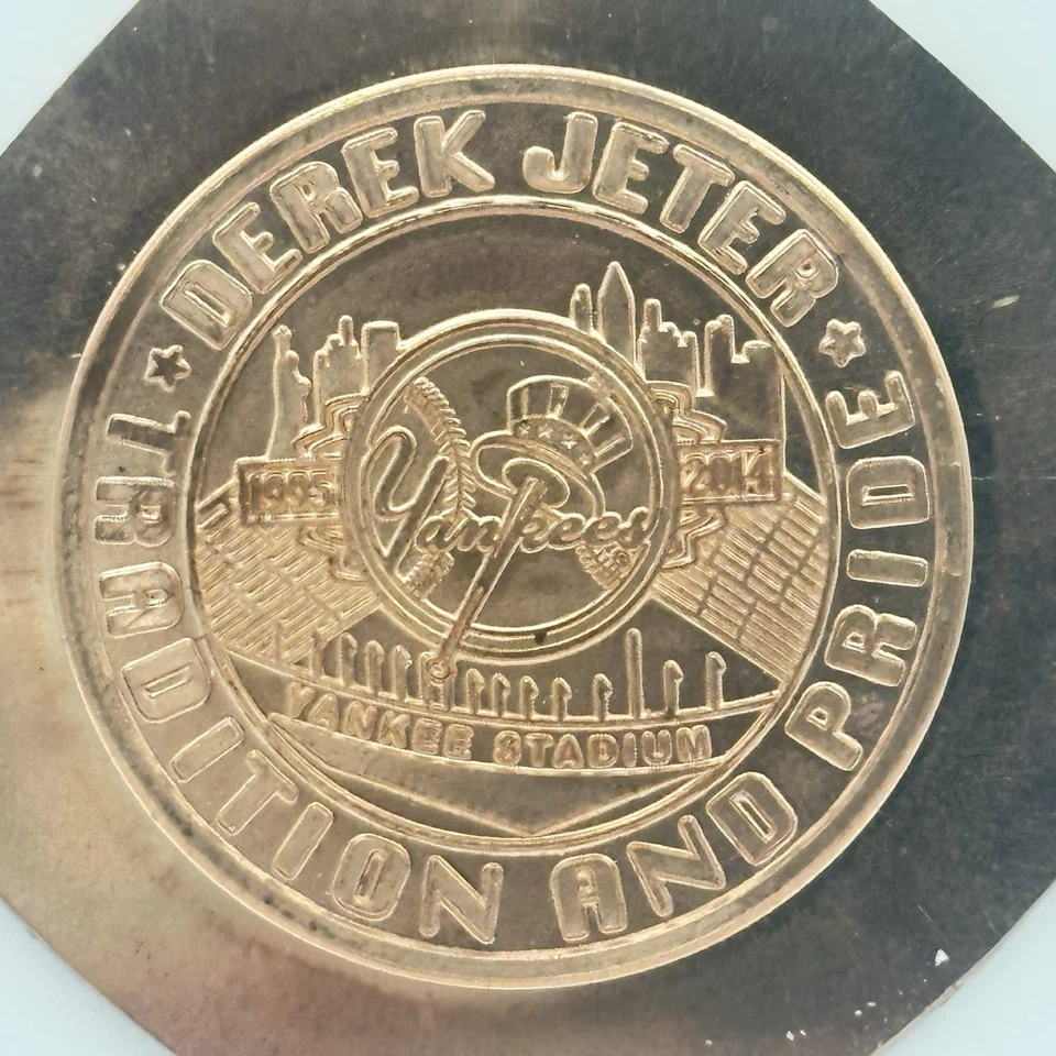 Derek Jeter New York Yankees Stadium 1995-2014 Cobre Troquel Prueba Acuñación Huelga Foto 2 de 4