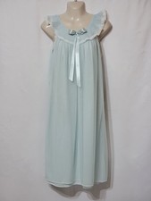 VINTAGE NYLON CHIFFON RUFFLED NIGHTGOWN LONGERIE LIGHT BLUE ARISTOCRAT MED USA