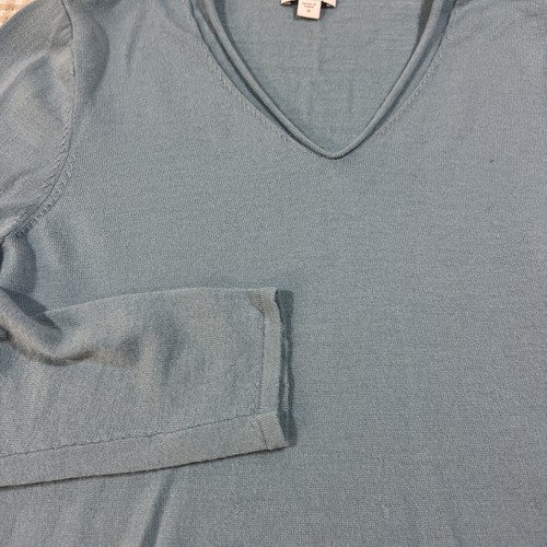J Jill V-neck Merino Wool Sweater Woman’s Med Turquoise Lightweight Workwear - Picture 3 of 7