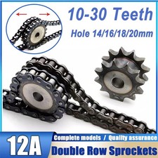 12A Double Row Sprockets Industrial Sprocket Wheel Motor Chain Drive 10-30 Tooth