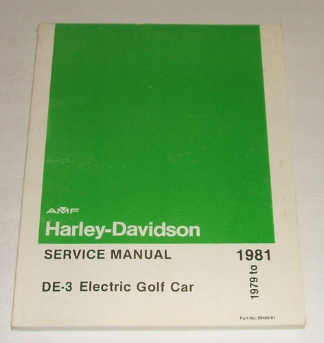 Harley Golf Cart Service Manual 1979 1980 1981 Electric Car De-3 De3 Repair Shop