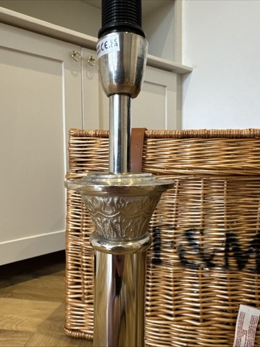 Vintage Lampen korinthische Kerzensäule Paar Tischlampe silber Metall chrom - Bild 6 von 11
