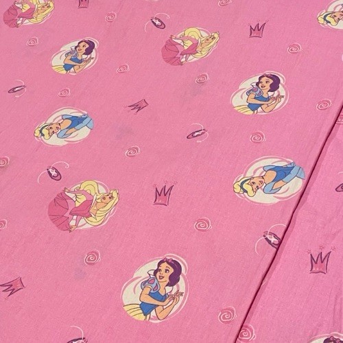 Vintage Disney Princess Curtains Fabric Cotton Pencil Pleat Short Fabric Pink - Picture 2 of 4